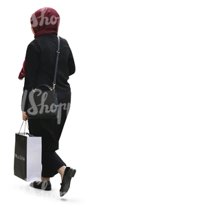 muslim woman carrying a big shopping bag