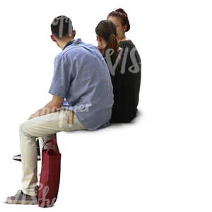 three young people sitting and talking