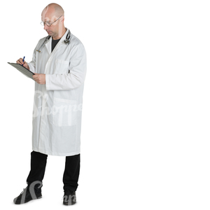 male doctor standing and writing something in the chart