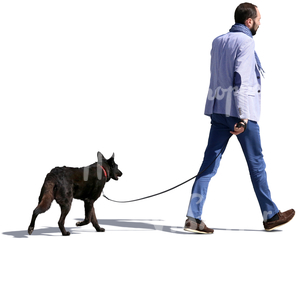 cut out man walking a dog