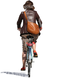 woman wearing a leather jacket riding a bike