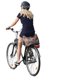 woman with a helmet riding a bike