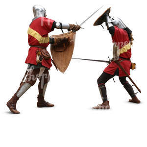 two medieval soldiers fighting