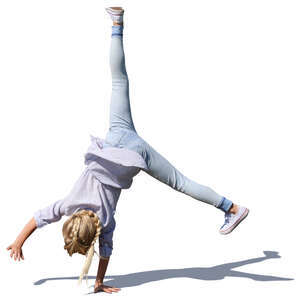 cut out little girl doing a cartwheel