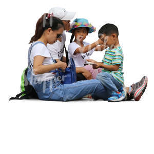 asian family of four sitting together