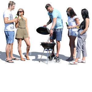 group of young men and women having a barbeque party