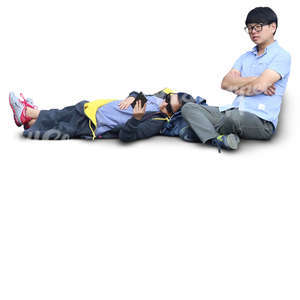 asian couple sitting and relaxing