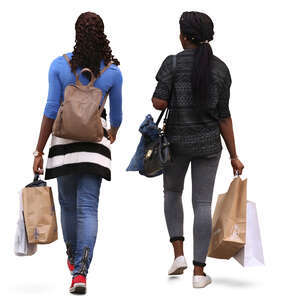 two black women with shopping bags walking