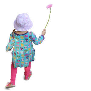 little girl with a flower seen from above