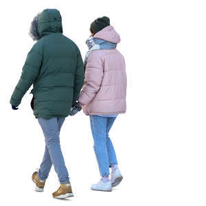 couple walking hand in hand in winter