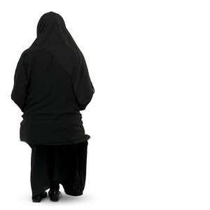 muslim woman sitting seen from behind