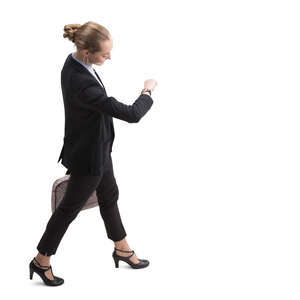 businesswoman walking seen from above