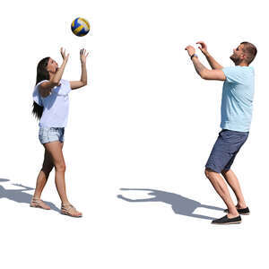 man and woman playing volleyball