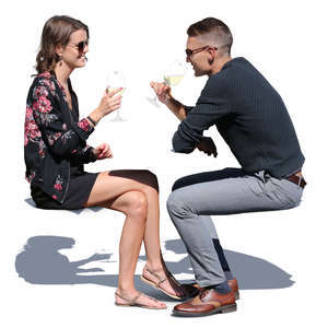 man and woman sitting in a cafe and drinking wine - VIShopper