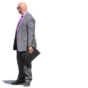 businessman with a pink tie standing