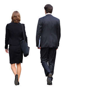 businessman and businesswoman walking