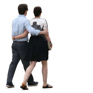 man and woman walking arm in arm