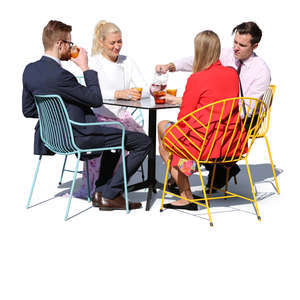 four people sitting in a cafe