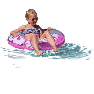 young girl floating with a swimming ring