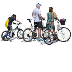 family with bicycles standing