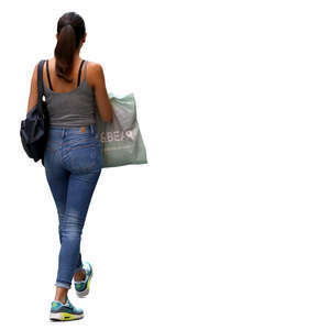 woman with a shopping bag walking