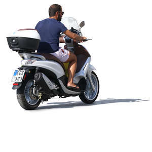 man riding a scooter in the summer