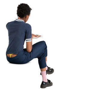 african woman sitting and reading