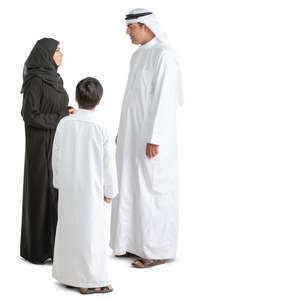 arab family standing and talking