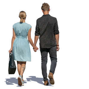 man and woman walking hand in hand