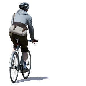 man with a helmet riding a bicycle