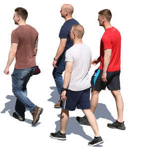 group of four men walking seen from above