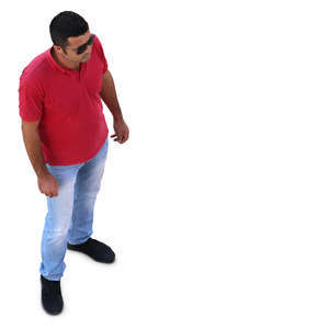 man with sunglasses standing seen from above