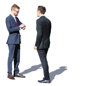 two young businessmen talking