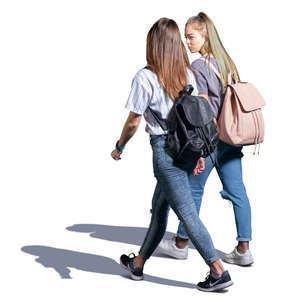 two teenage girls walking and talking