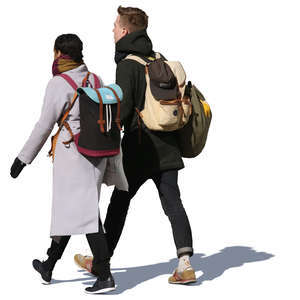 man and woman walking tohether in spring