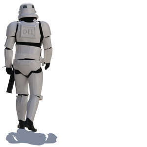 cut out stormtrooper walking in the street