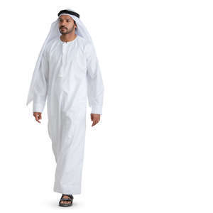arab man in a white thobe walking