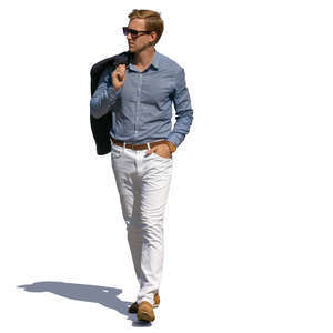 young stylish man walking on a summer day