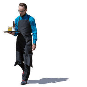 waiter with a tray walking