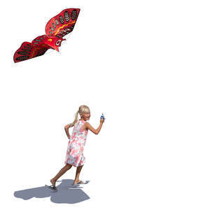 girl running and flying a kite