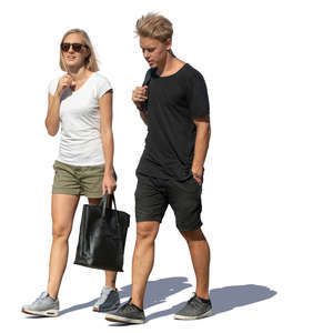 man and woman walking on a sunny day