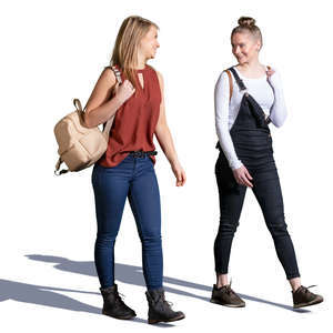 two teenage girls walking