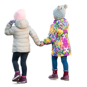 two little girls walking hand in hand