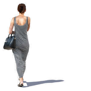 woman in a striped summer dress walking