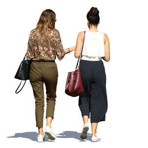 two trendy women walking