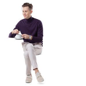 young man sitting and drinking coffee