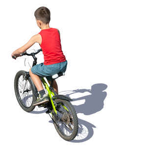 boy riding a bike seen from above