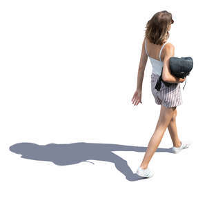 woman walking seen from birdeye viewpoint