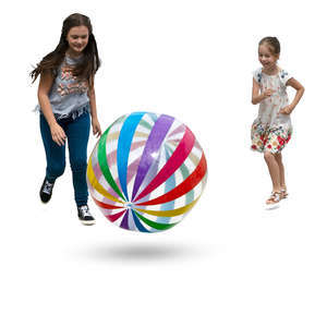 two girls playing with a beach ball