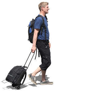 man walking with lots of bags